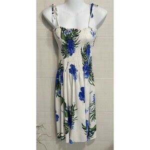 Aloha Fashion Blue White Floral Tropical Hawaii Sundress Coverup OS, Travel